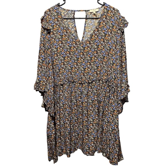easel Dresses & Skirts - Easel Los‎ Angeles 1X Floral Rayon Dress Cottagecore Ruffle Sleeve Boho Chic